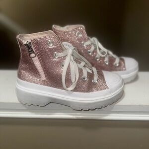 Converse Glittery Pink High-Top Kids Sneakers